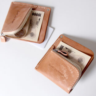薄型軽量のミニ財布 スマートウォレット（小銭入れ付き） マネークリップやL字財布みたいな新感覚ウォレット ヌメ革 本革 レザー｜ldds-75442141
